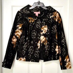 Vintage 90s Bandolino Blazer Jacket Black w Abstract Roses Floral SZ 6